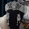 Crystal Tiaras and Crowns Rhinestones Diadem Set For Bride Women Prom Pageant Headband Bridal Hair Jewelry Wedding Accessories a
