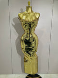 Black Shiny Sequin Sexy Chest Wrapped Dress Women Fashion Eveing Celebrate Birthday Party Stage Costume Gold