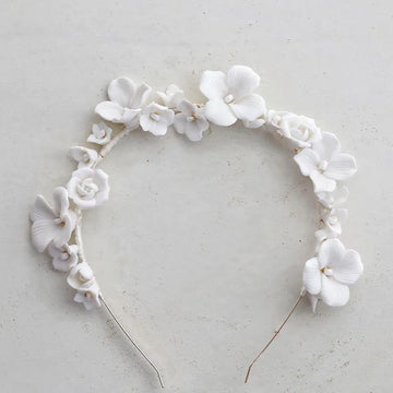 Wedding Hair Accessories Porcelain Flower Headpiece Headwear Women Girl Headdress For Brides Headband Hairband Bridal Jewelry gold color