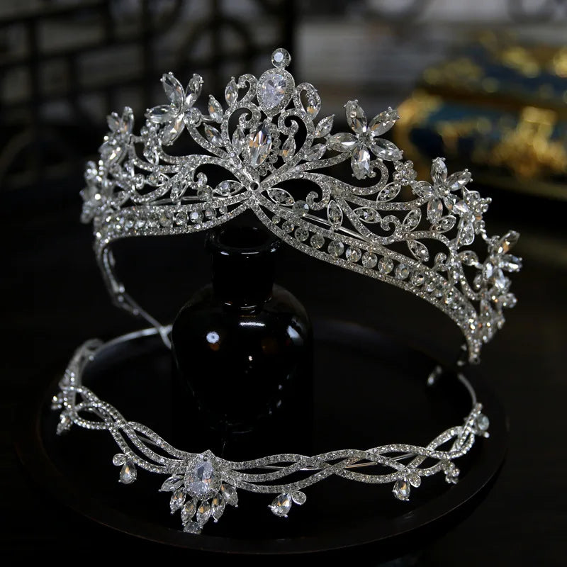 Luxury Wedding Crowns Tiaras For Bride Headdress Crystal Princess Queen Crowns For Women Pageant Wedding Hair Jewelry Headwear as pic