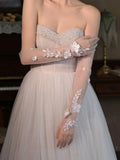 Short Bridal Gloves Flower Wedding Glove For Women Girl Party Evening Dress Jewelry Brides Accessories