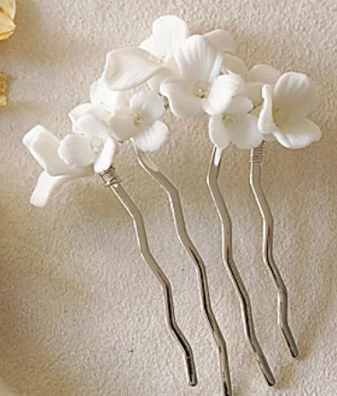 Bridal Jewelry Porcelain Flower Hair Comb Pin Pearl Hairpin For Brides Bridesmaids Silver Color Head Pieces Wedding Accessories b