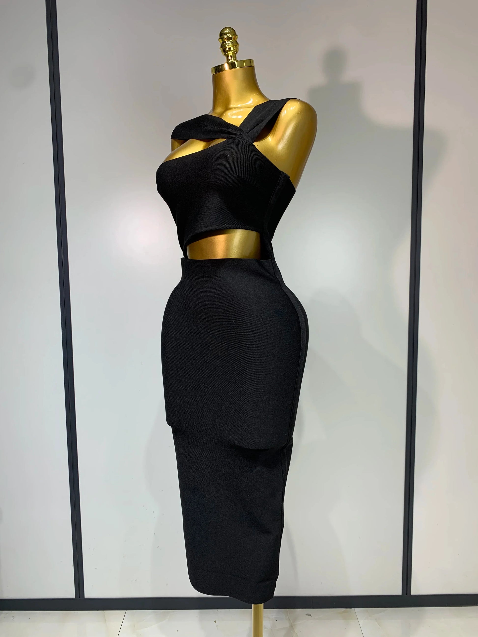 Bandage Dresses for Women Black Bodycon Dress Evening Party Celebirty Elegant Sexy Cut Out Midi Birthday Club Dresses