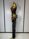 Luxury Rhinestones Flowers Sexy See Through Long Dress Elegant Evening Party Birthday Wedding Guest Dress Club Stage Outfit