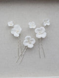 Porcelain Flower Head Pieces Freshwater Pearl Hairpins For Brides Bridesmaids Hair Pins Clips Wedding Accessories Bridal Jewelry silver a