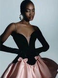 New Summer Women Sexy Strap V-Neck Ball Gown Mini Dress Celebrate Fashion Birthday Party Cute Girls' Date Dress black