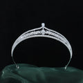 CZ Zircon Tiara Crown Zirconia Headband For Brides Women Prom Pageant Diadem Headpiece Wedding Accessories Bridal Hair Jewelry silver color