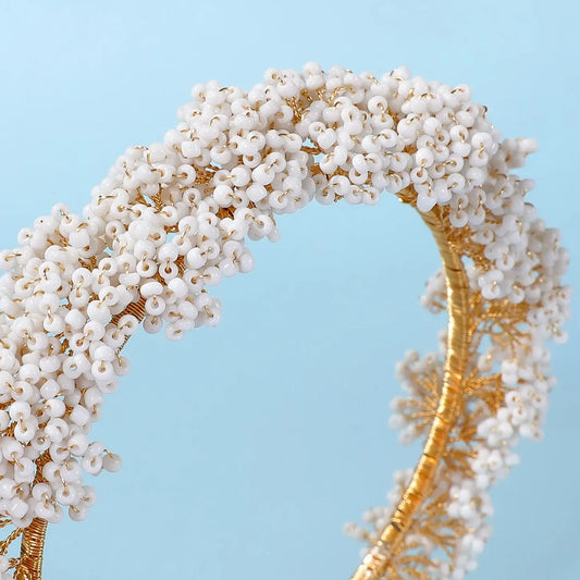 Gold Color Headband Hairband Handmade Headpiece For Bride Women Headwear Headdress Bridal Hair Jewelry Wedding Accessories