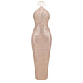 Shinning Sequins Women Sexy Halter Off the SHoulder Bodycon Slim Long Dress Fashion Celebrate Evening Party Cocktail Dress