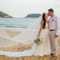 1 Tier Lace Applique Wedding Veil Cathedral Length Bridal Veil