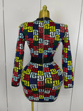 Sexy V-Neck Long Sleeve Bodycon Jacquard Short Bandage Dress Women Elegant Evening Luxury Birthday Party Cocktail Outfit