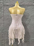 Pink Color Women Sexy Strapless Sexy Sequins Bodycon Mini Dress Nightclub Party Girls' Birthday Cocktail Outfit