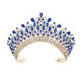 Baroque Queen Crowns For Wedding Crystal Bridal Tiara Crown For Pageant Miss Universe Party Prom Wedding Hair Jewelry Headdress Blue white zinc plated