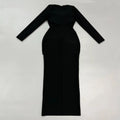 High Quality Women Long Sleeve Sqaure Collar Shinning Diamond Bodycon Long Bandage Dress Celebrate Elegant Evening Party Wear