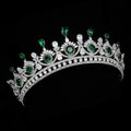 CZ Green Zirconia Tiaras and Crowns AAA Zircon Diadem For Brides Women Pageant Prom Wedding Accessories Bridal Hair Jewelry green