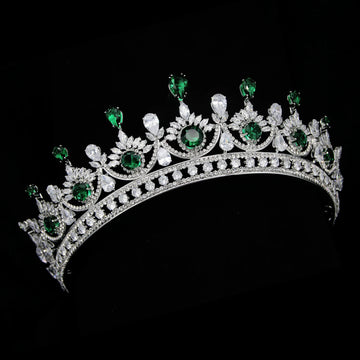 CZ Green Zirconia Tiaras and Crowns AAA Zircon Diadem For Brides Women Pageant Prom Wedding Accessories Bridal Hair Jewelry green