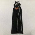 Women Sleeveless Sexy Shinning Rhinestones Bodycon Long Bandage Dress Celebrate Evening Party Birthday Fashion Wear