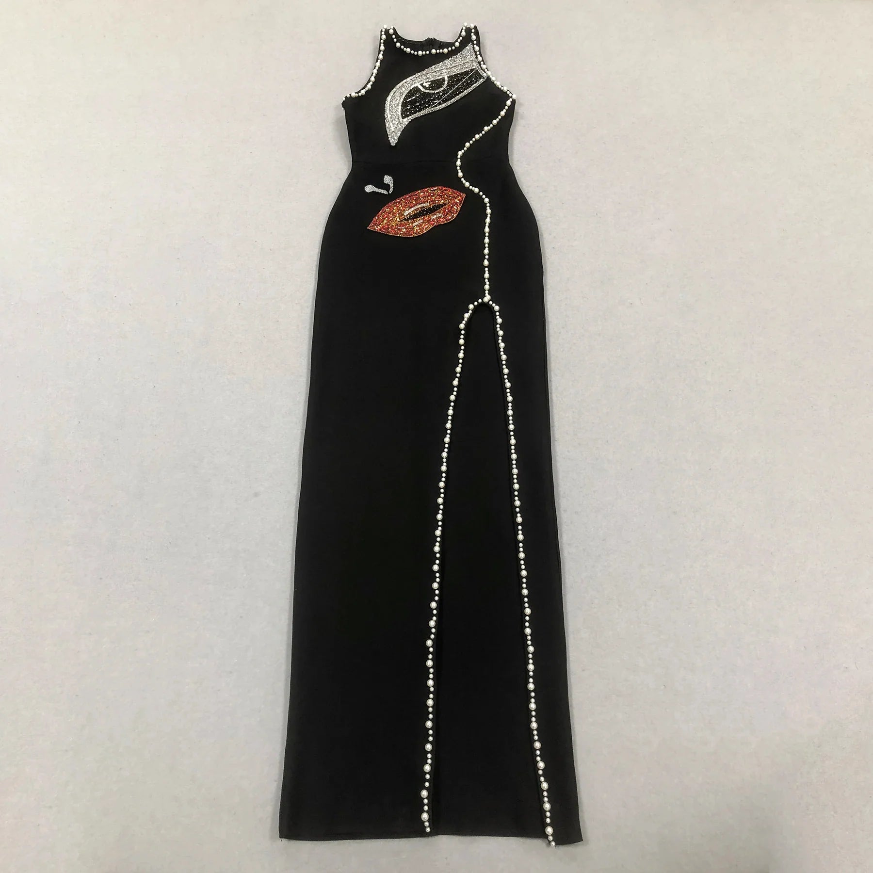 Women Sleeveless Sexy Shinning Rhinestones Bodycon Long Bandage Dress Celebrate Evening Party Birthday Fashion Wear