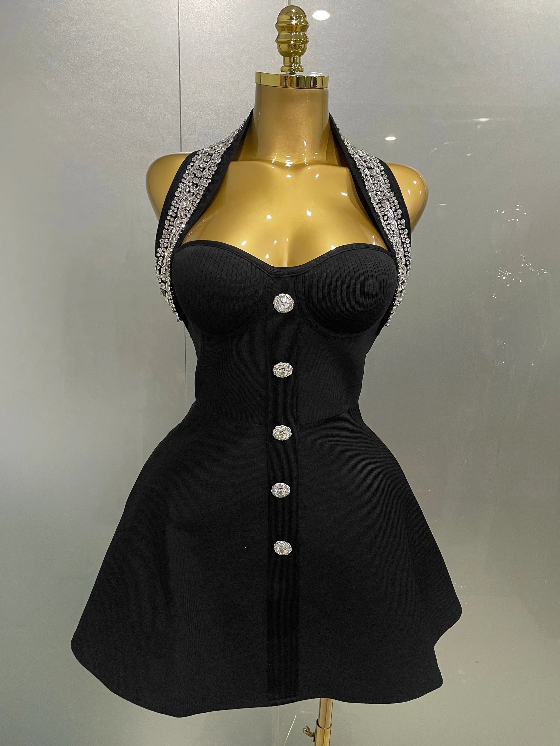 Women Black Sexy Off the Shoulder Shinning Crystal Bodycon Bandage Long Dress Gloves Elegance Celebrate Evening Party Dress black