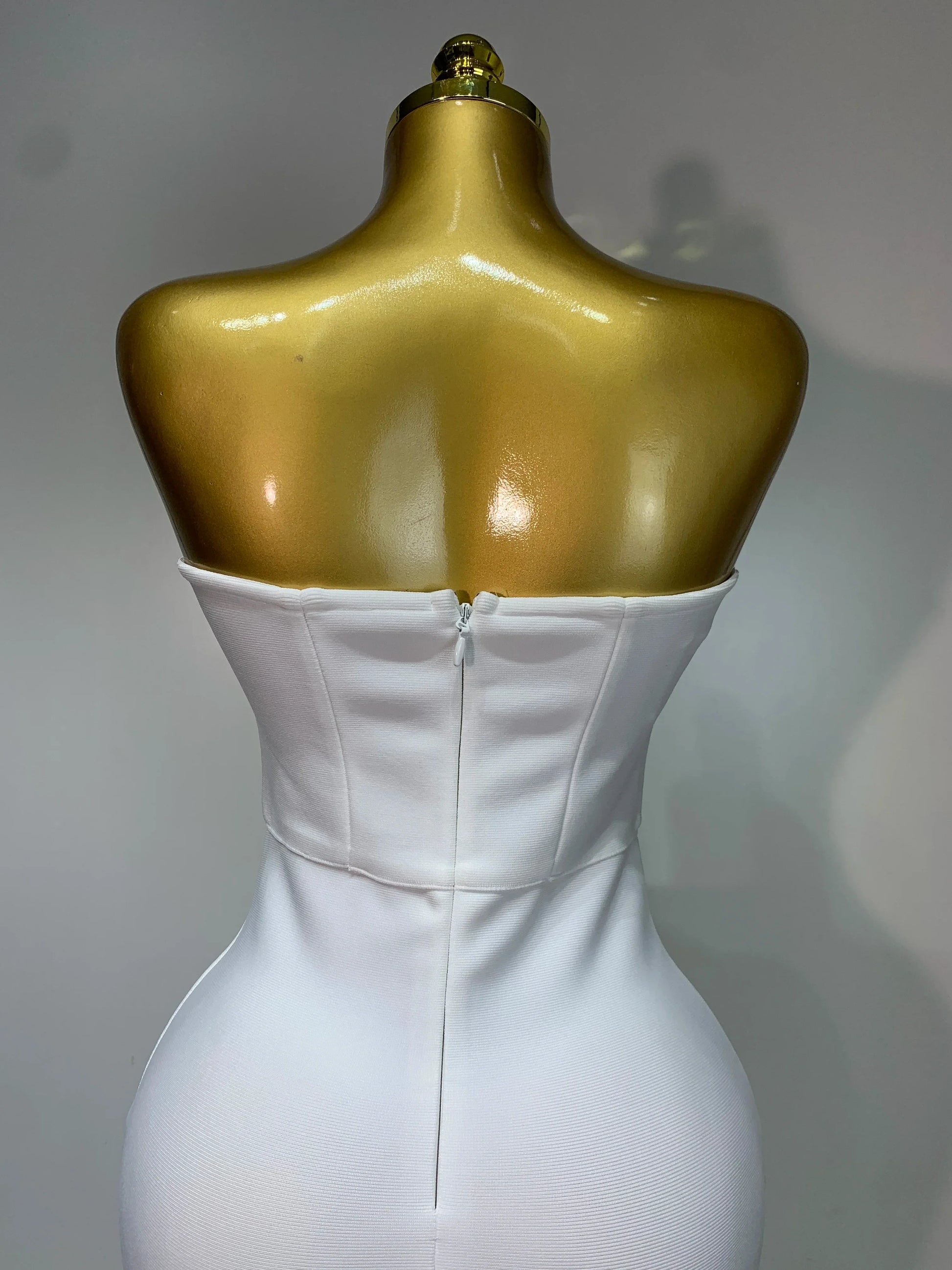 Luxury Rhinestone Sexy Strapless Backless Long Bodycon Bandage Dress White Elegant Evening Party Birthday Club Dress