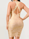 2024 Sexy Women's Coated Bandage Dress Camisole Deep V-neck Sleeveless Bodycon Mini Dresses Cocktail Evening Party Vestidos