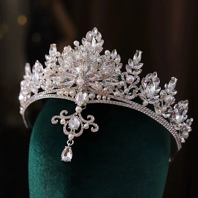 Bridal Hair Jewelry Pearl Crystal Rhinestones Tiaras and Crowns Headpieces For Bride Prom Pageant Headband Wedding Accessories a