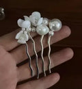 Bridal Jewelry Porcelain Flower Hair Comb Pin Pearl Hairpin For Brides Bridesmaids Silver Color Head Pieces Wedding Accessories a