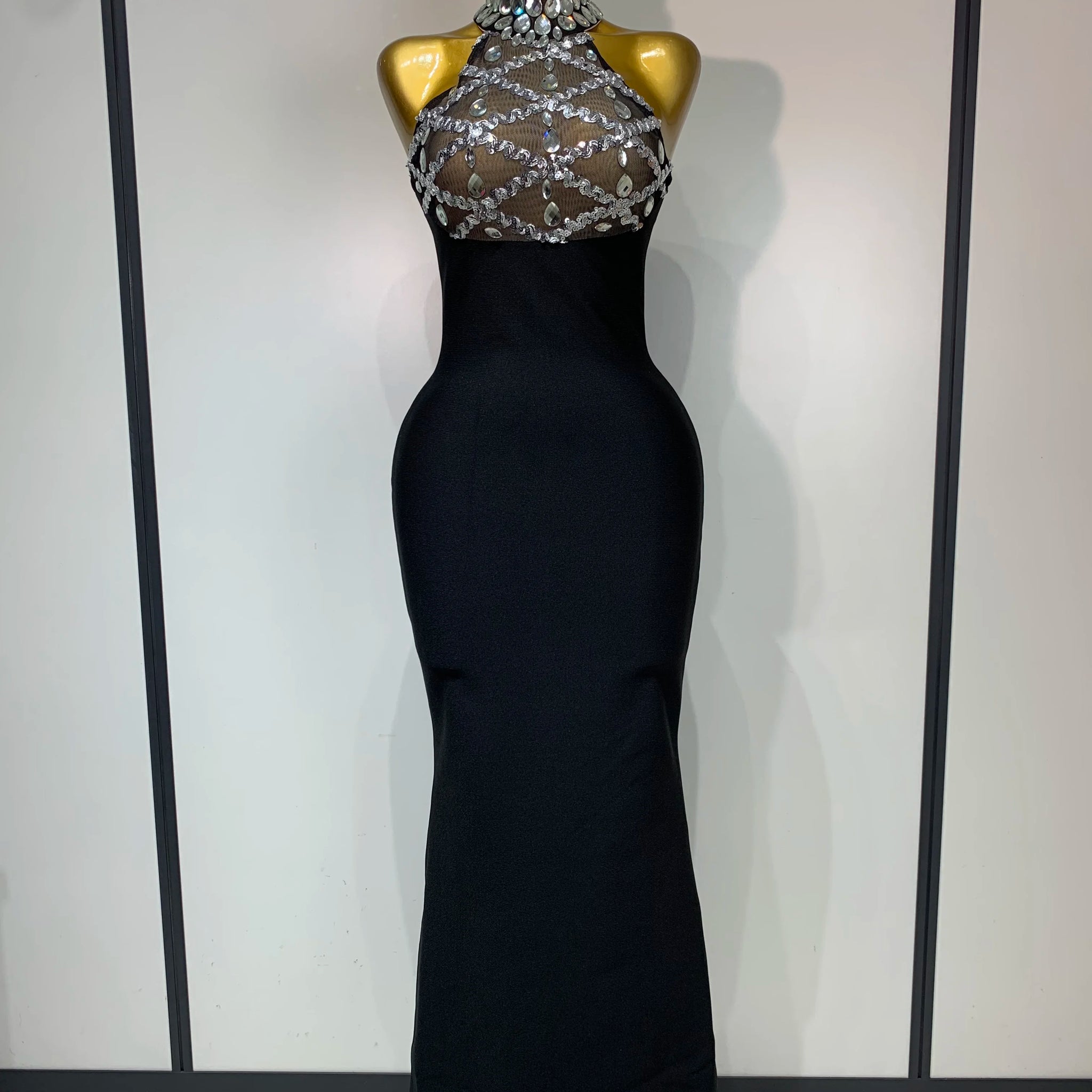 Women Fashion Sexy Sleeveless Mesh Patchwork Bandage Dress 2025 Celebrity Elegant Party Evening Birthday Dress Streetwear black