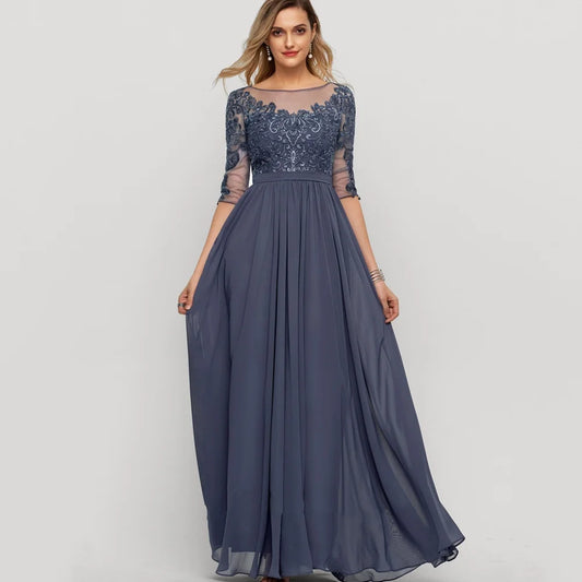 Customized Chiffon A Line Mother of Dresses Elegant Lace Applique Formal Bride Evening Gown vestido invitada boda Picture Color