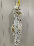 High-end Elegant Evening Gown AB Rhinestones Pearls Luxury Long Sleeves Mesh Dress Women Cocktail party Wedding Costume
