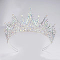 Baroque Queen Princess Crowns And Tiaras For Women Crystal Bridal Crown For Wedding Hair Accessories Prom Hair Jewelry Headdress Blue white zinc plated