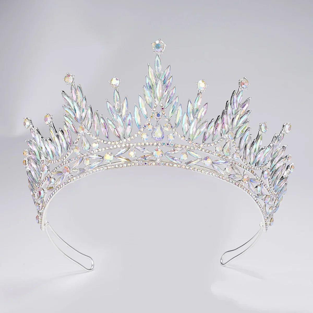 Baroque Queen Princess Crowns And Tiaras For Women Crystal Bridal Crown For Wedding Hair Accessories Prom Hair Jewelry Headdress Blue white zinc plated