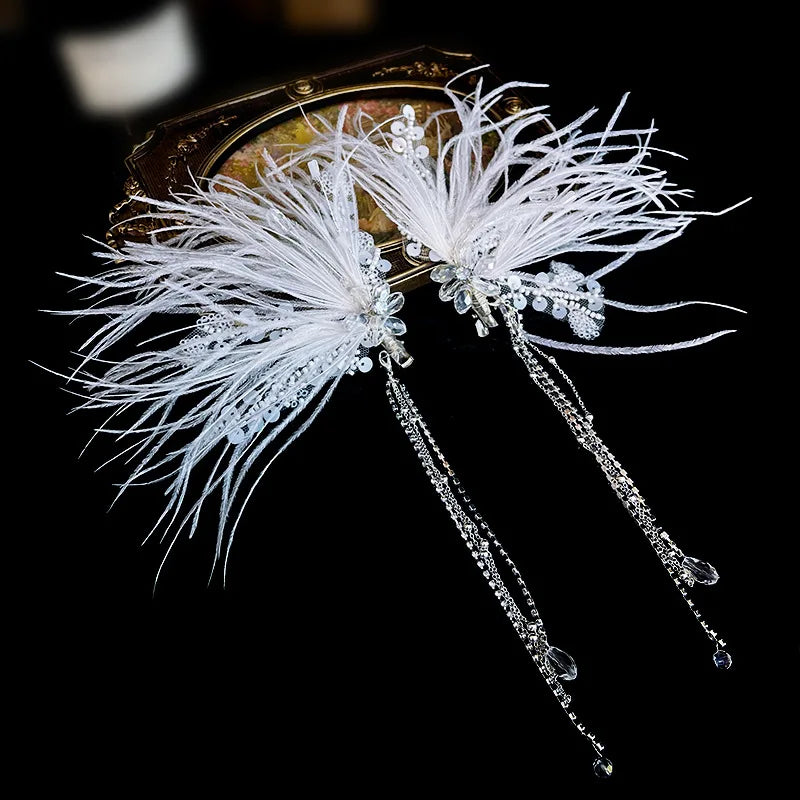 Wedding Accessories Feather Head Piece Evening Party Hairpin For Brides Bridesmaids Women Prom Hair Pin Clip Bridal Jewelry