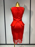 Fashion Sexy Celebrity Elegant V Neck Midi Bodycon Bandage Dress Red Lace Dress Evening Party Cocktail Luxury Birthday Dresses
