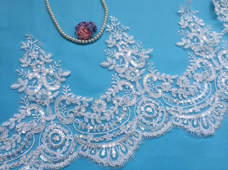 White , Off-White , Ivory Wedding Cape Veil Cathedral Length Lace Bridal Veil Shoulder Veil