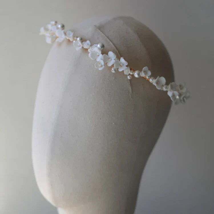Porcelain Flower Headband Hairband Pearl Headpiece For Brides Women Headdress Headwear Wedding Hair Accessories Bridal Jewelry