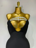 Women Sexy Backless Strapless Black Beading Long Bandage Bodycon Dress Celebrity Elegant Evening Luxury Birthday Dresses