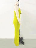 2024 Sexy Women's 3D Flower Decoration Long Dress Strapless Sleeveless Bodycon Backless Max Dress Cocktail Evening Party Vestido