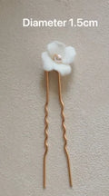 Bridal Jewelry Porcelain Flower Hair Pin Clip Pearl Head Piece For Brides Bridesmaids Hairpins Women Wedding Accessories gold color 1.5