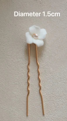 Bridal Jewelry Porcelain Flower Hair Pin Clip Pearl Head Piece For Brides Bridesmaids Hairpins Women Wedding Accessories gold color 1.5