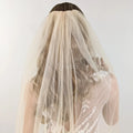 Champagne Wedding Veil Soft Tulle Single Tier Rounded Edge with Gold Bridal Comb
