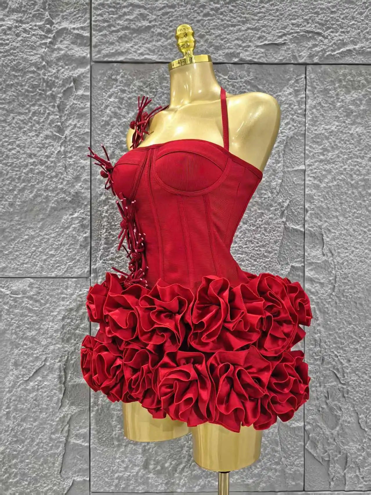Christmas Style Women Sexy Strapless Florlas 2 PIeces Bodycon Mini Bandage Dress Nightclub Party Wedding Mermaid Outfit