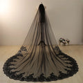3.5 Meters Sequined Veil Black Lace Bridal Veil Metal Comb
