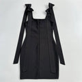Black Color Women Sleeveless Square Collar Shinning Crystal Bodycon Mini Bandage Dress Nightclub Party Celebrate Birthday Wear