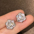 Luxury Rose Flower AAA Zircon Bridal Earrings Cubic Zirconia Wedding Earring For Bride Women Accessories Jewelry Party Dress a