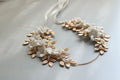 Wedding Hair Accessories Vintage Gold Color Headband Pearl Crystal Hairband Bride Porcelain Flower Leaf Headpiece Bridal Jewelry