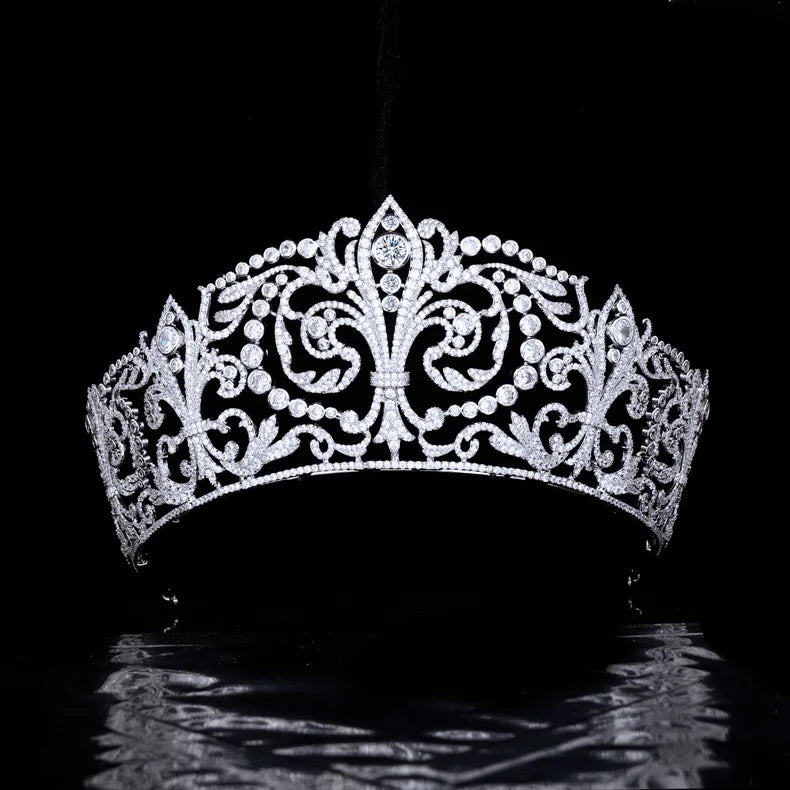 Wedding Hair Accessories Princess Queen Zircon Tiaras and Crowns Cubic Zirconia Headband Brides Big Large Diadem Bridal Jewelry a