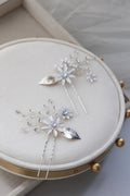 Crystal Rhinestones Hair Clip Pin Silver Color Hairpin Brides Women Girl Flower Head Piece Wedding Accessories Bridal Jewelry