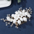 Wedding Accessories Porcelain Flower Head Pieces Vintage Hair Combs Clips Brides Bridesmaids Gold Color Hairpin Bridal Jewelry