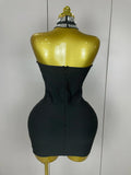 Women Sparkly Rhinestones Bodycon Strapless Mini Bandage Dress Backless Fashion Evening Party Club Luxury Birthday Dresses
